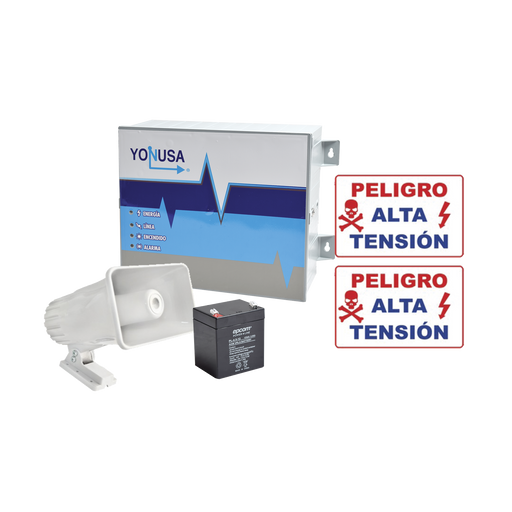 KIT de Energizador de 12,000Volts-.9JOULES/250 Mts de protección para 5 Lineas/Activado por Atenuación de voltaje,Corte de línea o Aterrizamiento de la línea/Integración a panel de Alarma.