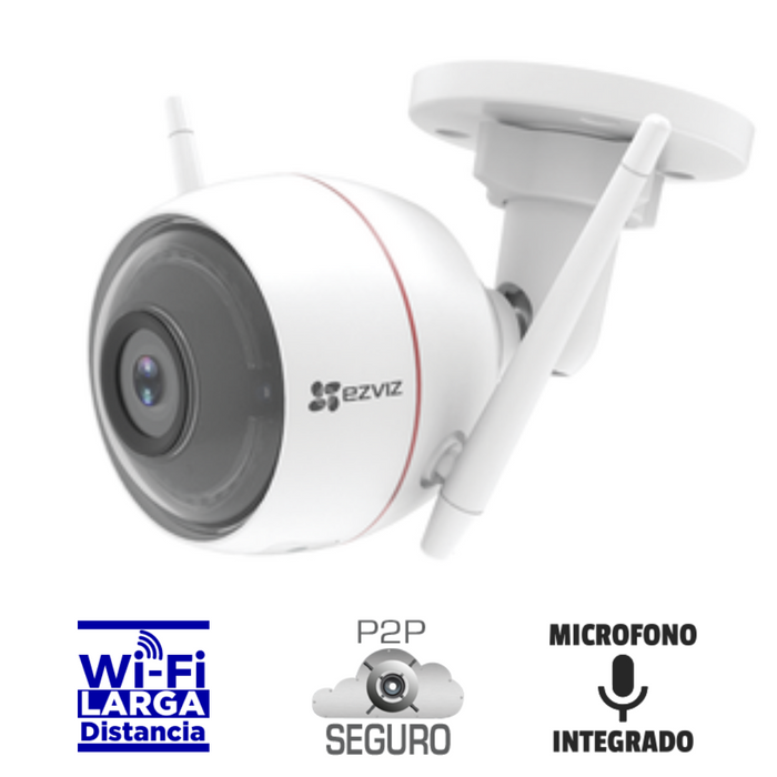 Cámara Bala IP 2 Megapixel / WiFi / Lente 2.8 mm / 30 mts IR / Grabación en la Nube / Audio de Dos Vías / IP66 / Luz Blanca Integrado / Sirena Integrada / H.264