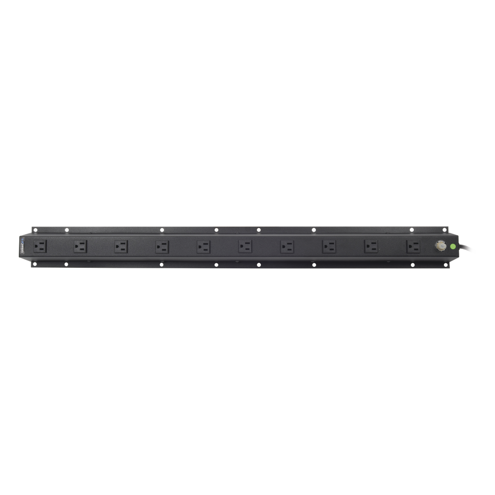 Tomacorriente Vertical (PDU) de 10 Contactos (NEMA 5-15R) Rack 19" 1UR. Voltaje Entrada/Salida: 120Vca/15A