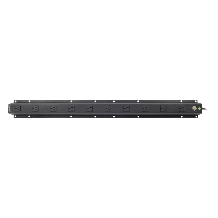 Tomacorriente Vertical (PDU) de 10 Contactos (NEMA 5-15R) Rack 19" 1UR. Voltaje Entrada/Salida: 120Vca/15A