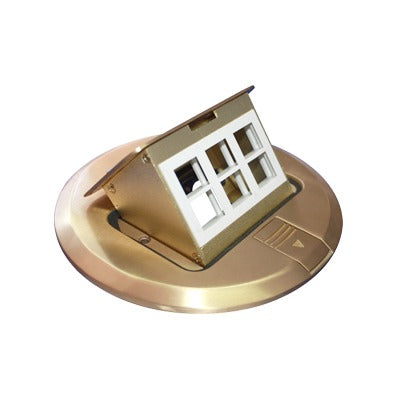 Mini caja de piso redonda para datos o conectores tipo Keystone, color bronce (3 contactos)