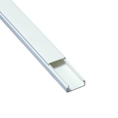 Canaleta blanca de PVC auto extinguible, sin división, 20 x 10 mm, tramo de 2.5 m