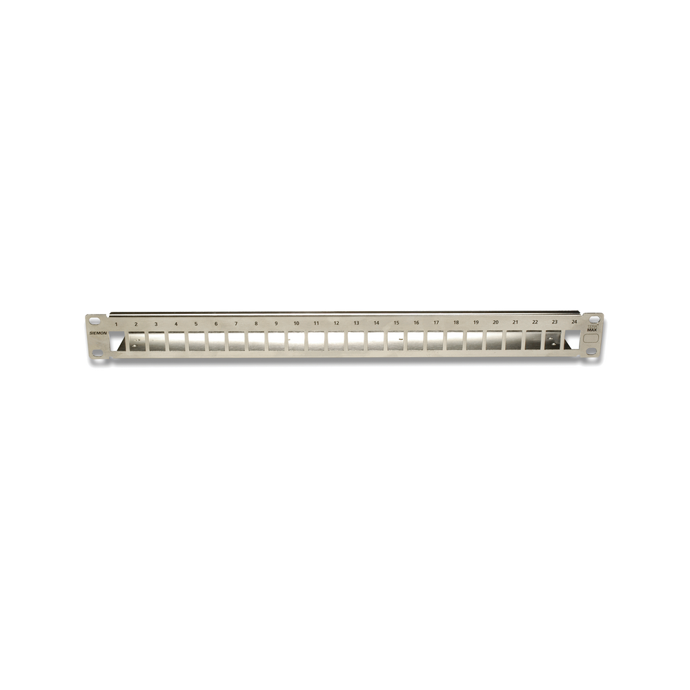 Patch Panel TERA-MAX Blindado de 24 Puertos, Modular, Plano, Color Metalico, 1UR