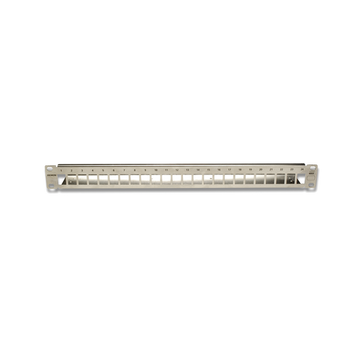 Patch Panel TERA-MAX Blindado de 24 Puertos, Modular, Plano, Color Metalico, 1UR