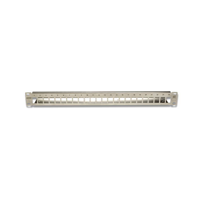 Patch Panel TERA-MAX Blindado de 24 Puertos, Modular, Plano, Color Metalico, 1UR