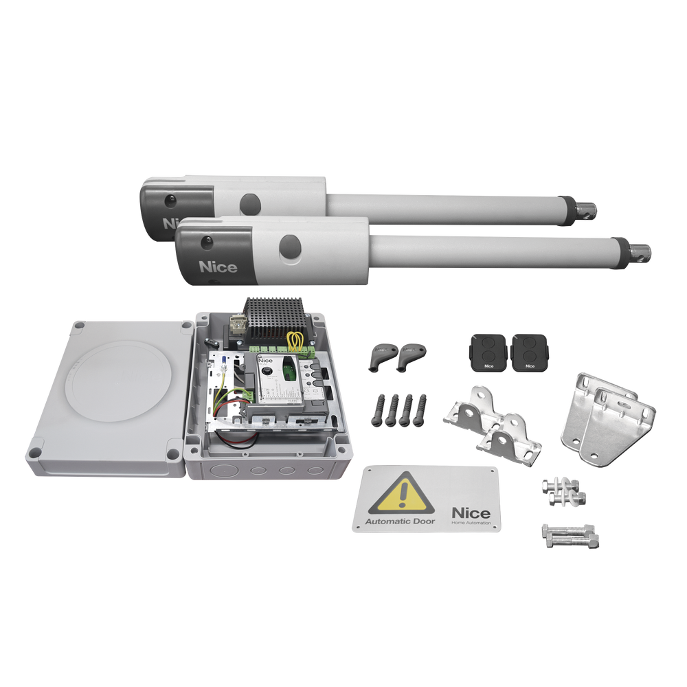 Kit de motores para automatizar portones vehiculares abatibles residenciales de dos hojas / Puertas Hasta 3 metros de longitud y un Peso máximo de 300 kg