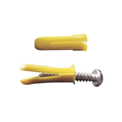 Paquete de 20 taquetes amarillo 1" y 20 tornillos 8mm x 1"