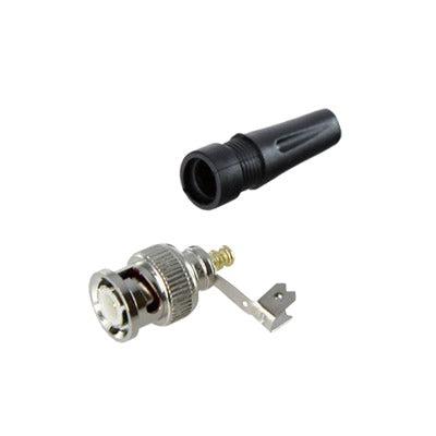 Conector BNC macho para cable coaxial RG59/RG6 con base negra de PVC