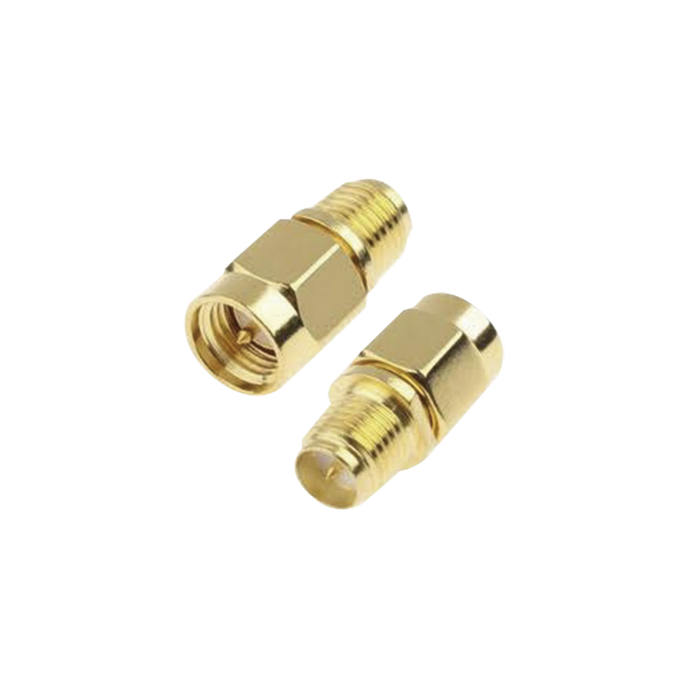 Adaptador SMA Macho a SMA Hembra Inverso, Oro/ Oro/ Teflón,