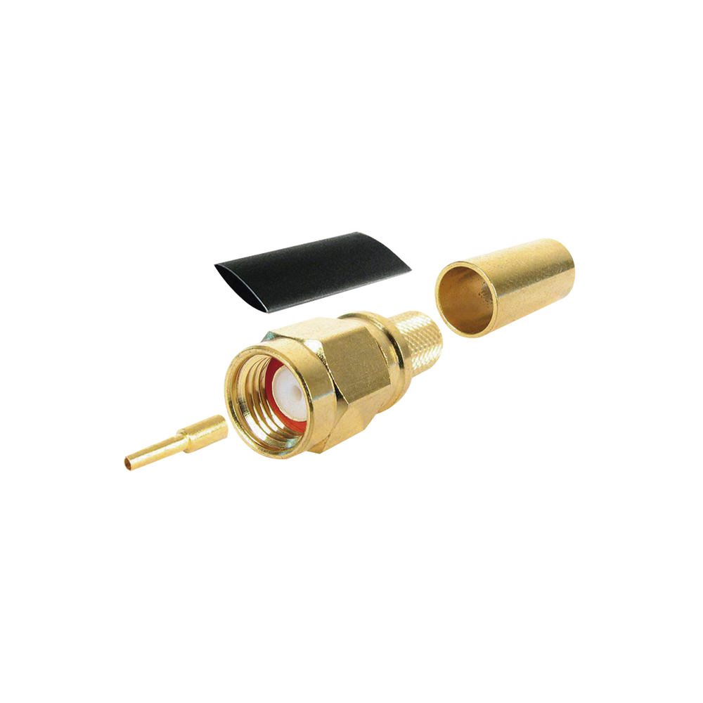 Conector SMA Macho Inverso de Anillo Plegable para Cables RG-8/X, LMR-240, 9258, Oro/ Oro/ Teflón.?