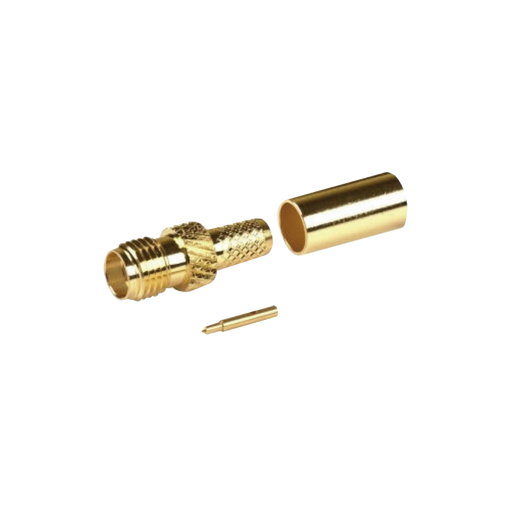 Conector SMA Hembra Inverso de Anillo Plegable para Cable RG-8/X, 9258, LMR-240, Oro / Oro / Teflón.