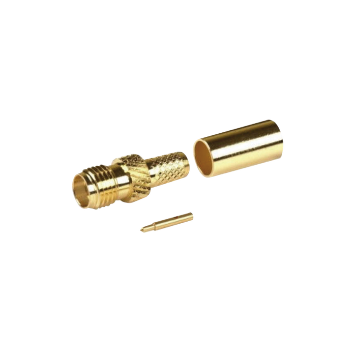 Conector SMA Hembra Inverso de Anillo Plegable para Cable RG-8/X, 9258, LMR-240, Oro / Oro / Teflón.