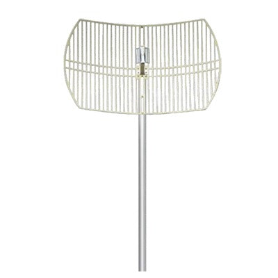 Antena Rejilla direccional, Ganancia 24 dBi, Dimensiones (90 x 60 x 38 cm), rango de frecuencia (2300-2500 MHz).