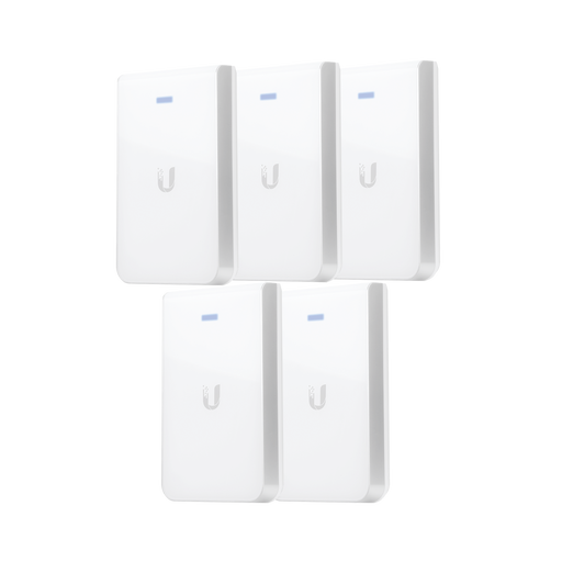 5 Access Point UniFI doble banda, cobertura 180°, MIMO 2x2 de pared para habitaciones de hotel.