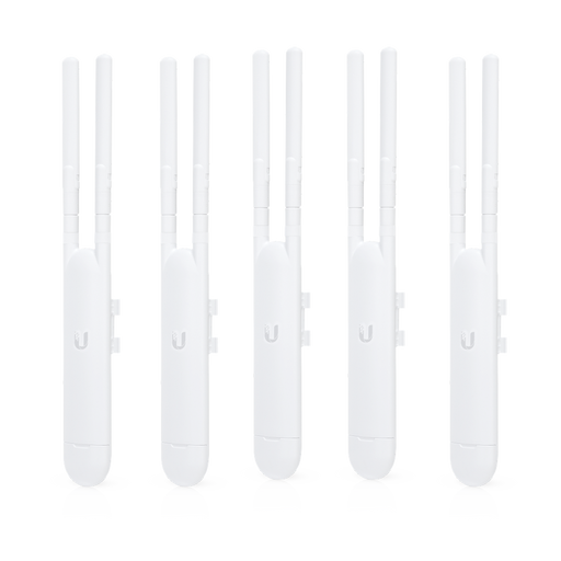 Paquete de 5 Access Point UniFi doble banda para exterior, antenas desmontables 360° , 802.11ac MIMO 2X2, hasta 100 usuarios por equipo. 802.3af, Sin PoE´s