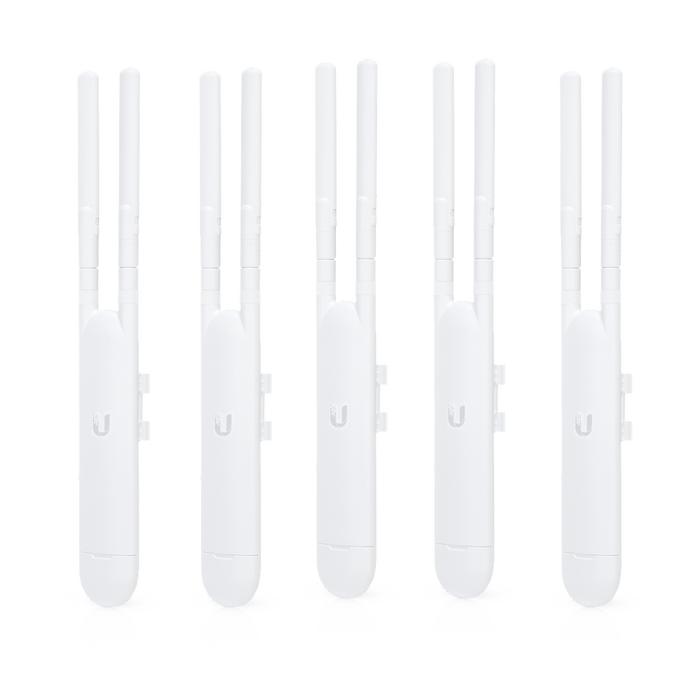 Paquete de 5 Access Point UniFi doble banda para exterior, antenas desmontables 360° , 802.11ac MIMO 2X2, hasta 100 usuarios por equipo. 802.3af, Sin PoE´s