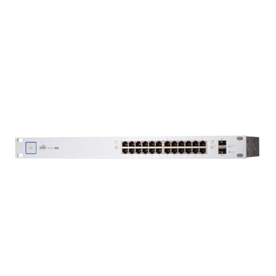 Switch PoE UniFi capa 2 Administrable de 26 puertos Gigabit (24 eth PoE y 2 SFP) 802.3 af/at, 500 Watts, throughput de 38.69 Mpps