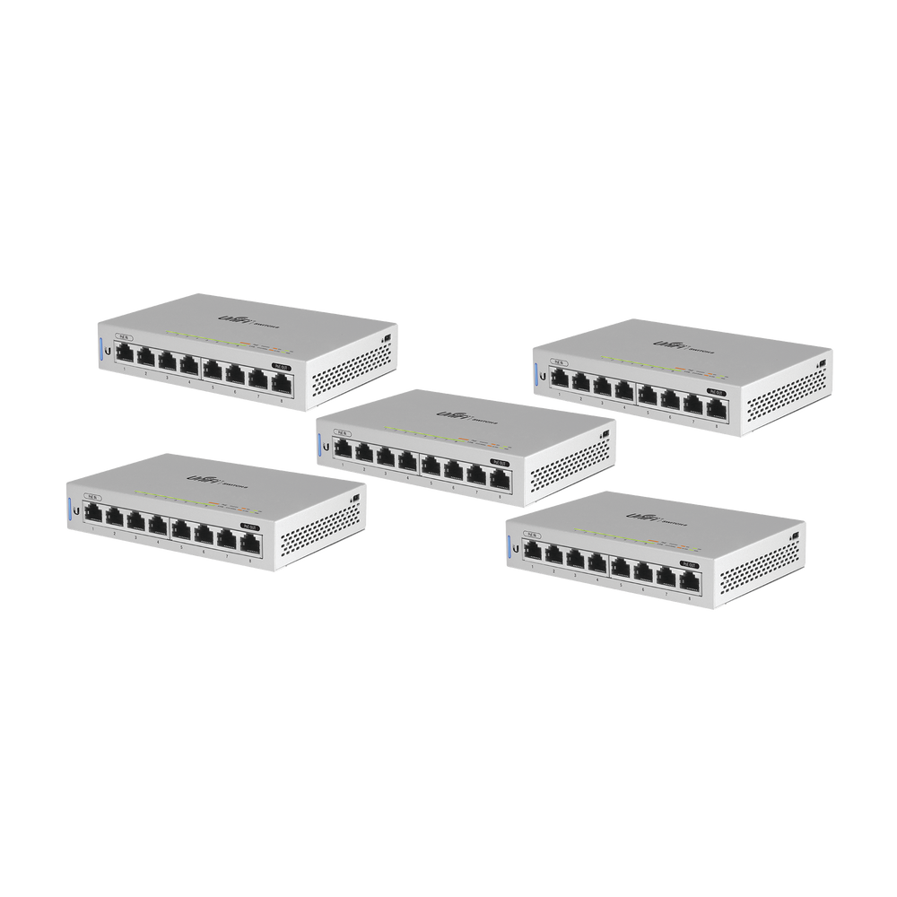 Paquete de 5 switches UniFi de 8 puertos sin PoE