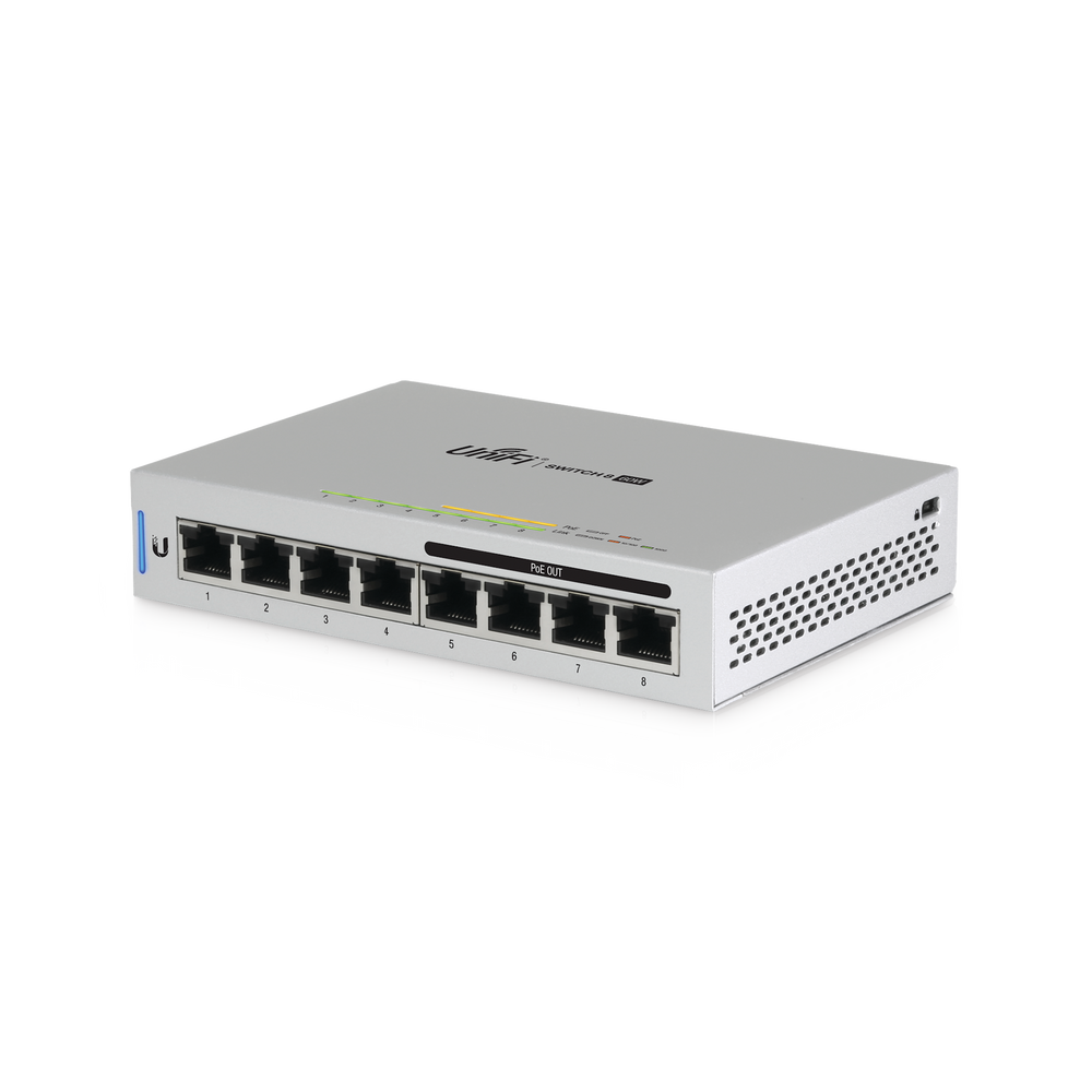 Switch UniFi Administrable de 4 Puertos Gigabit PoE 802.3af y 4 puertos Gigabit ethernet.