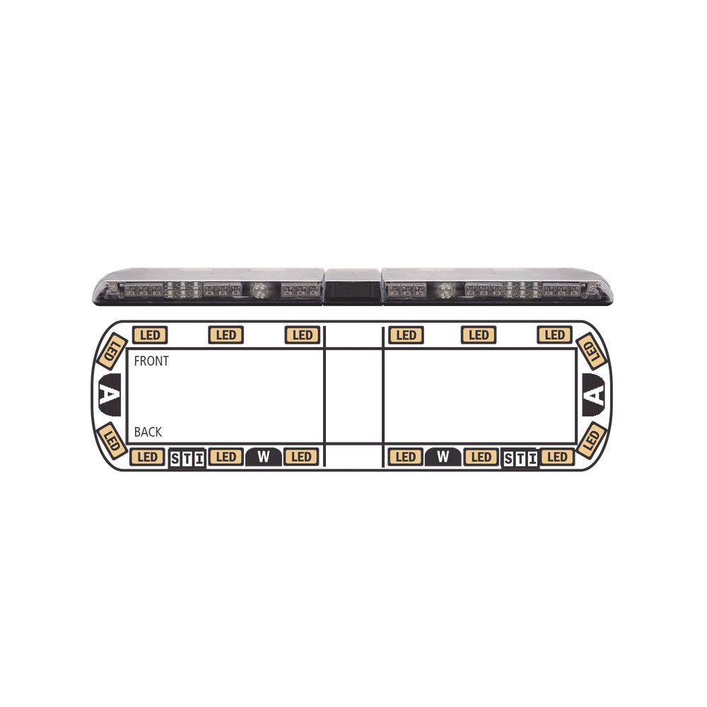 Torreta ámbar de 54" Vantage ™ 16 LED 2 luces de trabajo, 2 luces de callejón, 2 luces de freno, traseras y direccionales