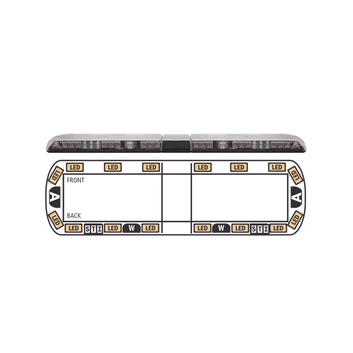 Torreta ámbar de 54" Vantage ™ 16 LED 2 luces de trabajo, 2 luces de callejón, 2 luces de freno, traseras y direccionales