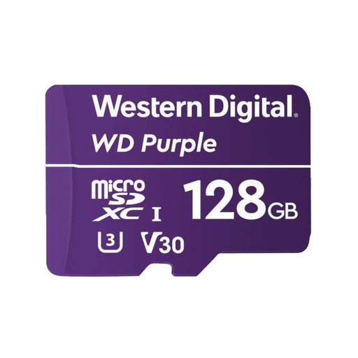 Memoria microSD de 128 GB PURPLE, Especializada Para Videovigilancia, 3 VECES MAYOR DURACIÓN QUE UNA CONVENCIONAL