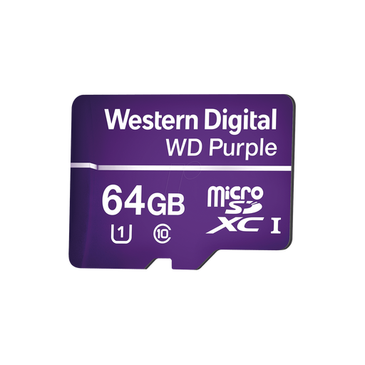 Memoria microSD de 64GB PURPLE, Especializada Para Videovigilancia, 3 VECES MAYOR DURACIÓN QUE UNA CONVENCIONAL