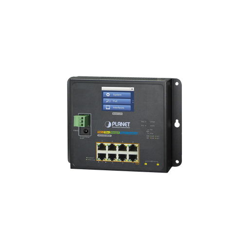 Switch Industrial Flat-Type 8 Puertos Gigabit C/PoE 802.3at, 2 Puertos SFP, LCD