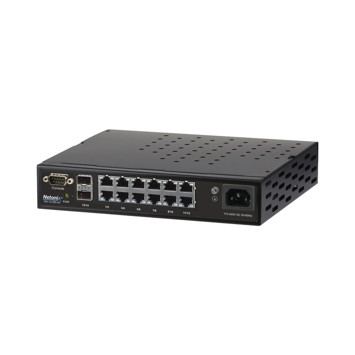 Switch WISP PoE Administrable de 14 puertos (12 PoE Gigabit + 2 SFP) 250W, entrada de 110-120VCA y 210-230VCA