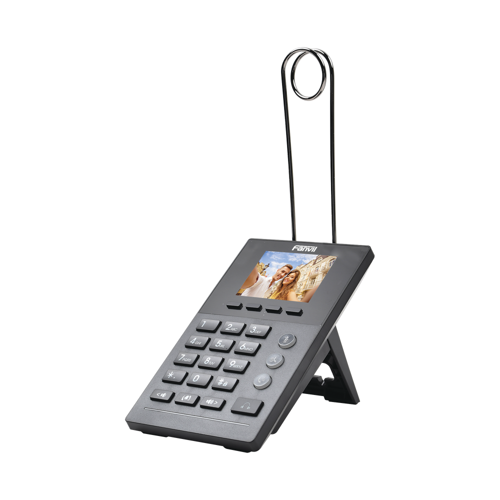 Teléfono IP para Call Center para 2 lineas SIP con soporte para diadema, pantalla LCD de 2.8 pulgadas a color, PoE