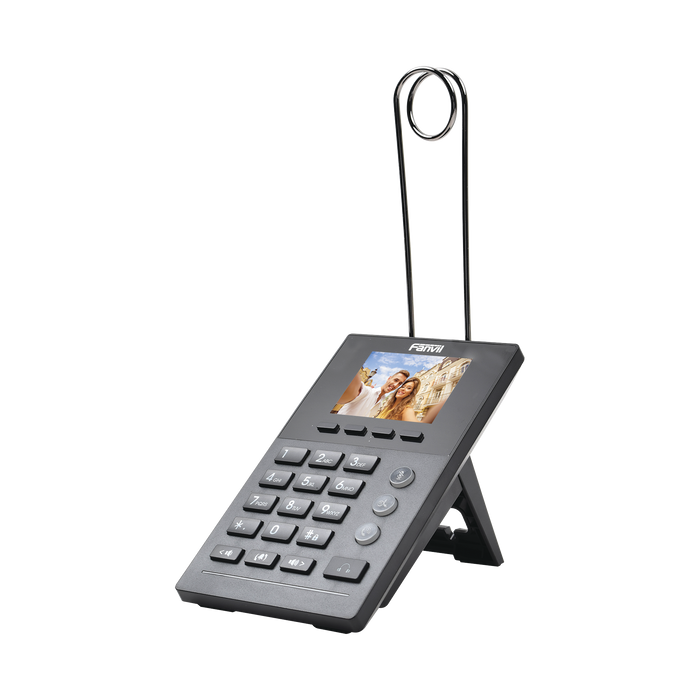 Teléfono IP para Call Center para 2 lineas SIP con soporte para diadema, pantalla LCD de 2.8 pulgadas a color, PoE