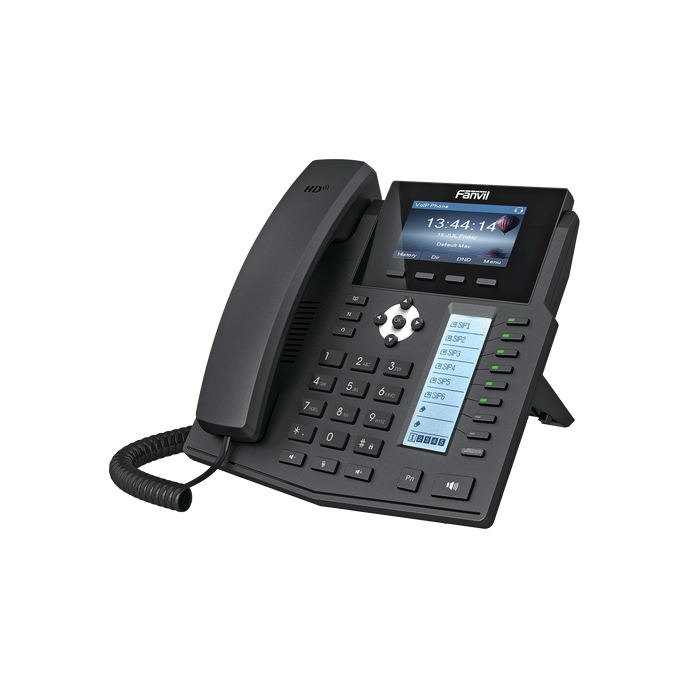 Teléfono IP empresarial para 6 lineas SIP con 2 pantallas LCD a Color, 8 teclas BLF/DSS y conferencia de 3 vías, PoE