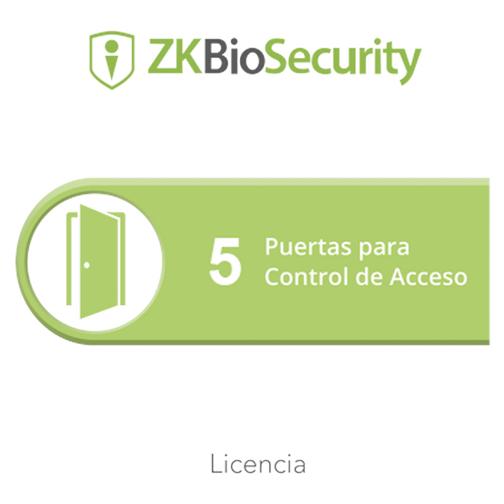 Licencia para ZKBiosecurity permite gestionar hasta 5 puertas para control de acceso