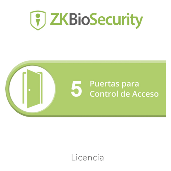 Licencia para ZKBiosecurity permite gestionar hasta 5 puertas para control de acceso