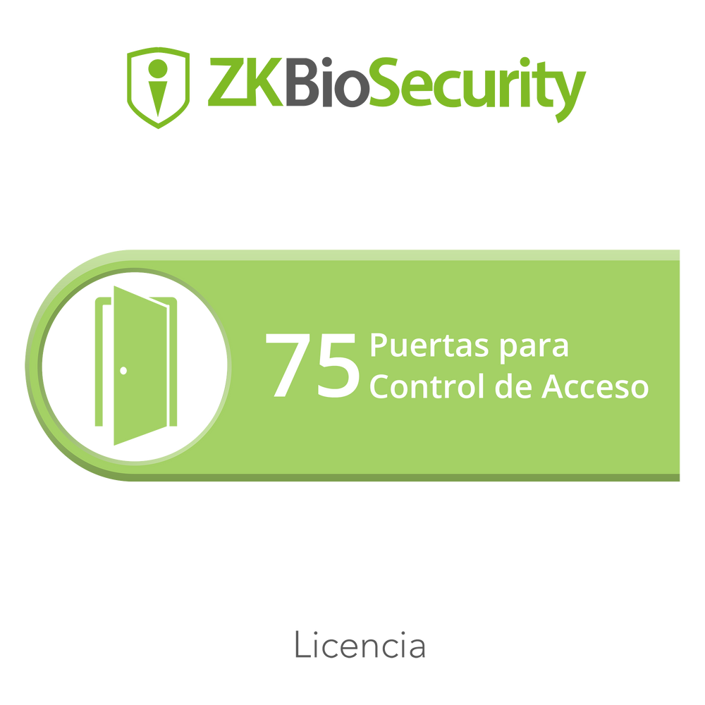 Licencia para ZKBiosecurity permite gestionar hasta 75 puertas para control de acceso