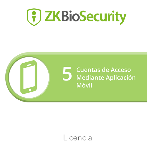 Licencia para ZKBiosecurity para 5 cuentas de acceso mediante aplicación móvil