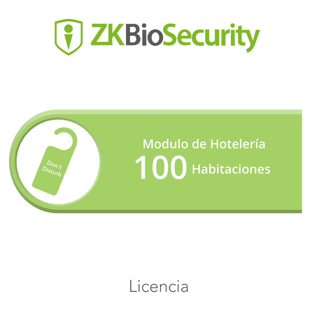 Licencia para ZKBiosecurity para modulo de hoteleria para 100 habitaciones