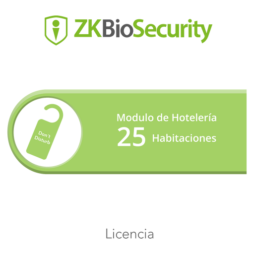 Licencia para ZKBiosecurity para modulo de hoteleria para 25 habitaciones