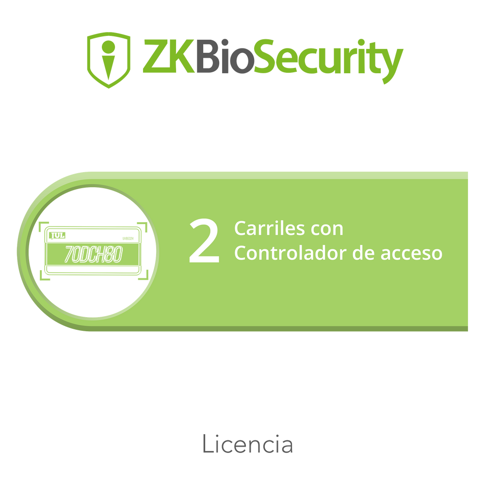 Licencia para ZKBiosecurity para modulo de estacionamiento de 2 carriles utilizando controlador de acceso