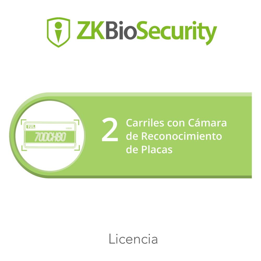 Licencia para ZKBiosecurity para modulo de estacionamiento de 2 carriles con camara de reconocimiento de placas