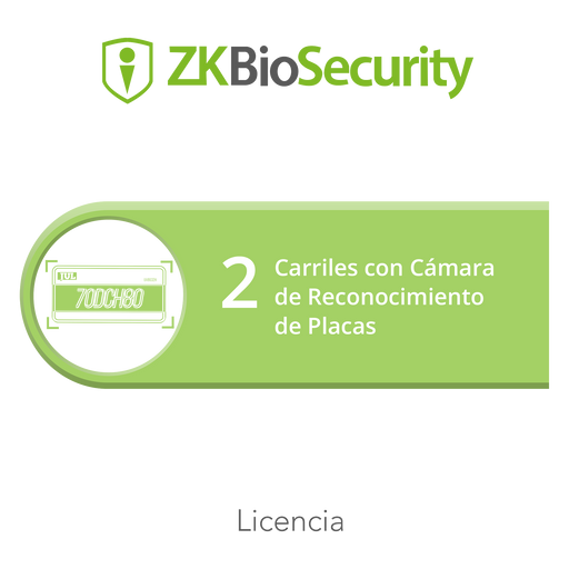 Licencia para ZKBiosecurity para modulo de estacionamiento de 2 carriles con camara de reconocimiento de placas