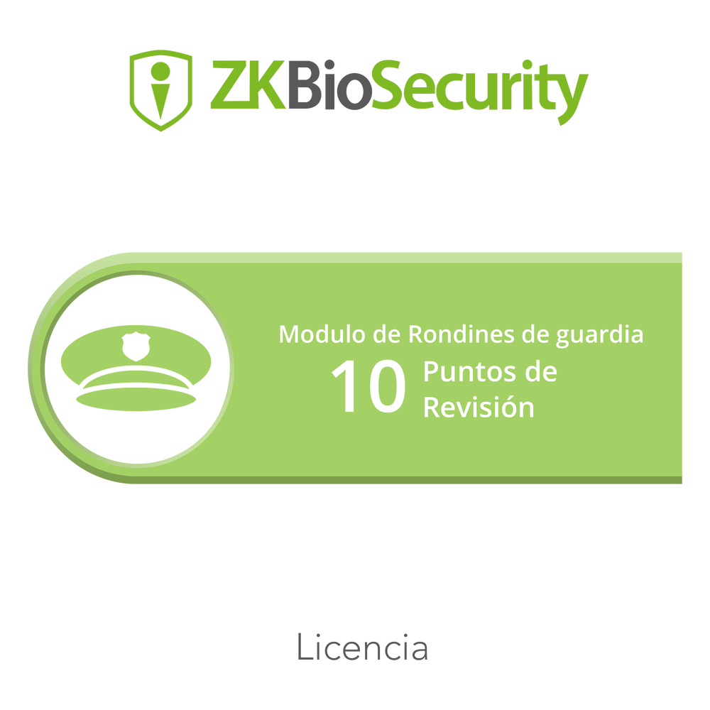 Licencia para ZKBiosecurity para modulo de rondines de guardia hasta 10 puntos de revision