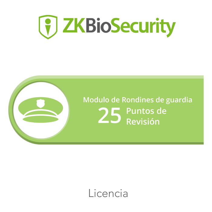 Licencia para ZKBiosecurity para modulo de rondines de guardia hasta 25 puntos de revision