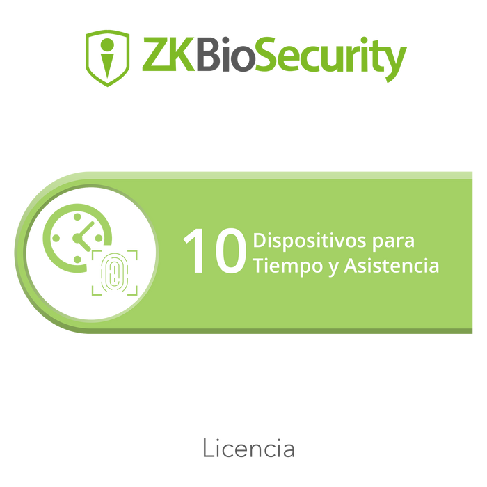 Licencia para ZKBiosecurity permite gestionar hasta 10 dispositivos para tiempo y asistencia