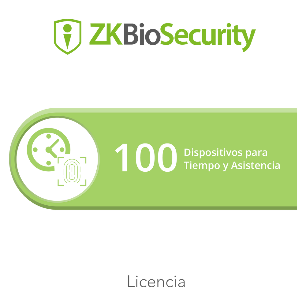 Licencia para ZKBiosecurity permite gestionar hasta 100 dispositivos para tiempo y asistencia