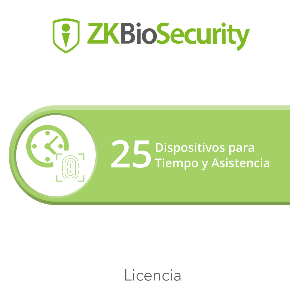 Licencia para ZKBiosecurity permite gestionar hasta 25 dispositivos para tiempo y asistencia