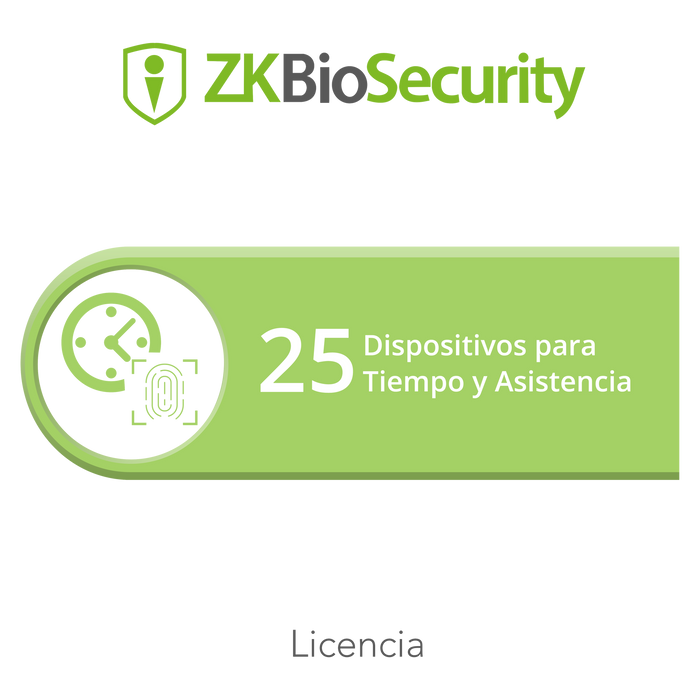 Licencia para ZKBiosecurity permite gestionar hasta 25 dispositivos para tiempo y asistencia