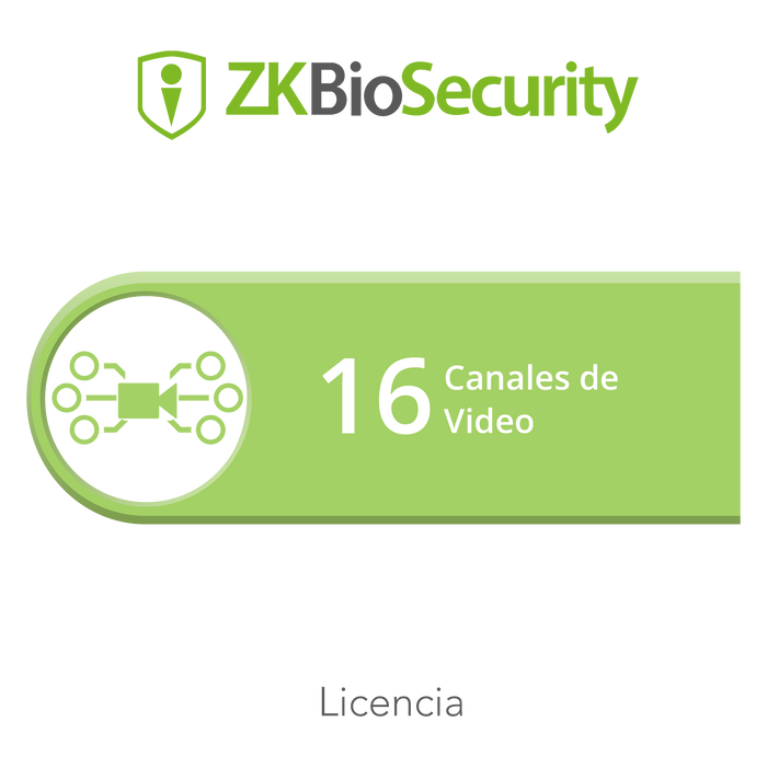 Licencia para ZKBiosecurity para modulo de video hasta 16 canales de video