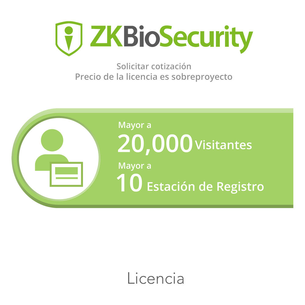 Licencia para ZKBiosecurity permite la gestion de una cantidad mayor a 20 mil visitantes y 10 estaciones de registro