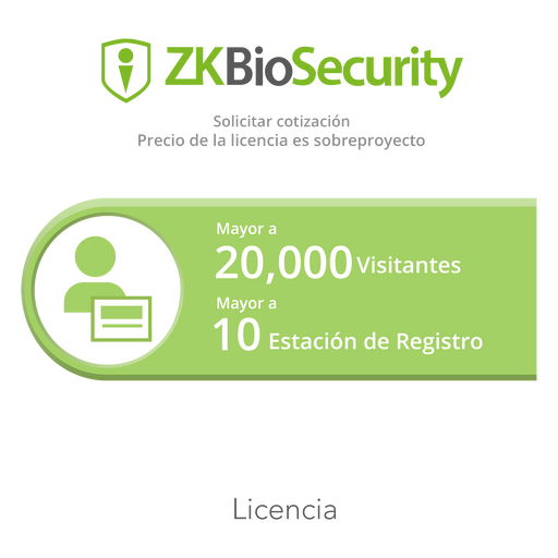 Licencia para ZKBiosecurity permite la gestion de una cantidad mayor a 20 mil visitantes y 10 estaciones de registro